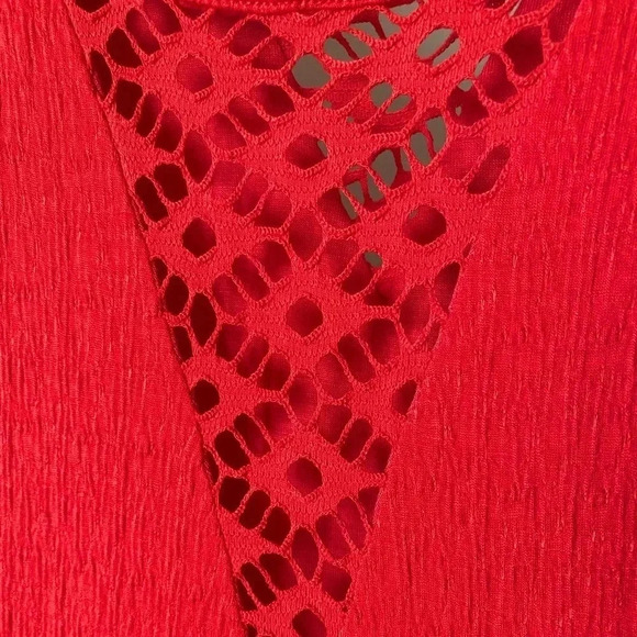 FREE PEOPLE | To the Point Lace Cutout Orange Mini Skater Dress Size L (No Tag) - Picture 4 of 8